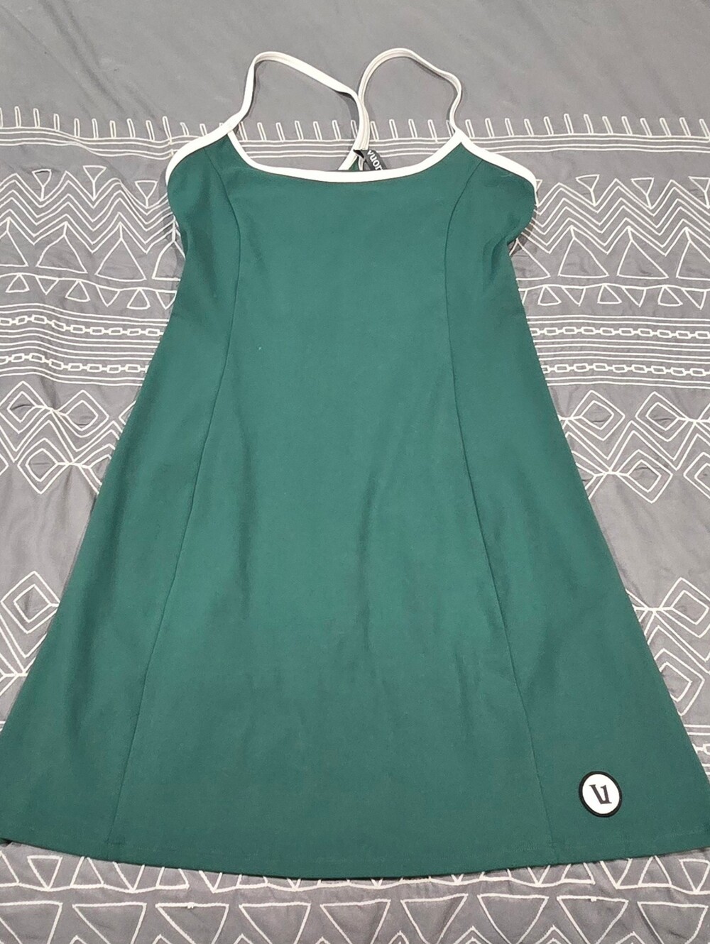 Vuori One Shot Tennis Dress In Green And White Size Small